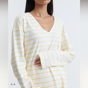 Yellow Striped V-Neck organic cotton tee - maternity
